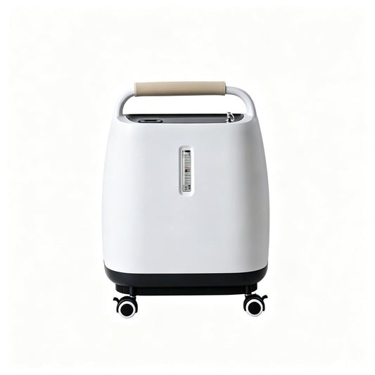 Home oxygen concentrator with handle and wheels