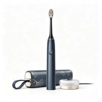 Black electric toothbrush with travel case and brush head