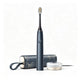Black electric toothbrush with travel case and brush head