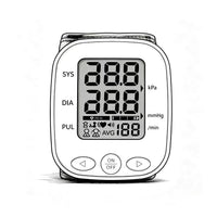 Upper-arm blood pressure monitor showing systolic, diastolic and pulse readings